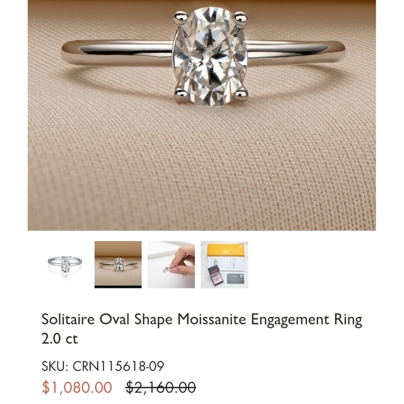 2 CT Moissanite Oval Engagement Ring Anniversary Birthday Gift - Picture 13 of 17